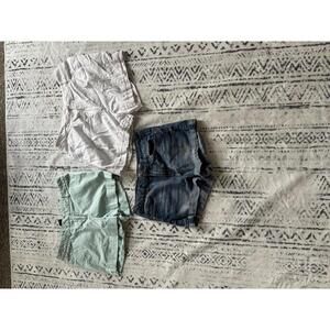 Set of 3 Women's Shorts - Denim, White, and Mint Green, Size 6